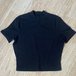 lululemon athletica Black Short Sleeve Mock Neck Top